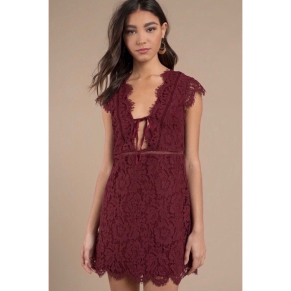 TOBI Lace Maroon Dress